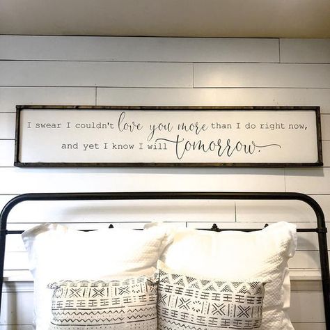 A sweet sentiment and reminder for a master bedroom 😊💜 *** Free shipping in the continental U.S. *** White background with dark charcoal lettering and your choice of frame color. (to change the background or lettering color, put a note in the comment section at checkout) *** Available in 3 sizes: Clear Things, Decor Above Bed, Always Kiss Me Goodnight, Over The Bed, Sweet Summertime, Above Bed, Head Table, Master Bedding, To Infinity And Beyond