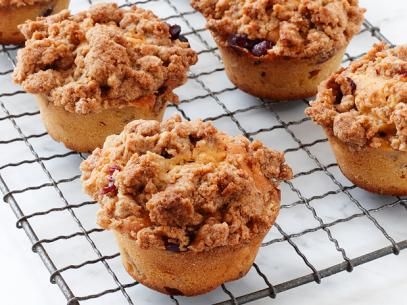 Cranberry-Eggnog Muffins Recipe | Food Network Kitchen | Food Network Eggnog Muffin Recipe, Eggnog Muffins, Honey Cornbread Muffins, Honey Cornbread, Cranberry Muffins, Blueberry Crumble, Food Network Magazine, Cranberry Recipes, Healthy Muffins