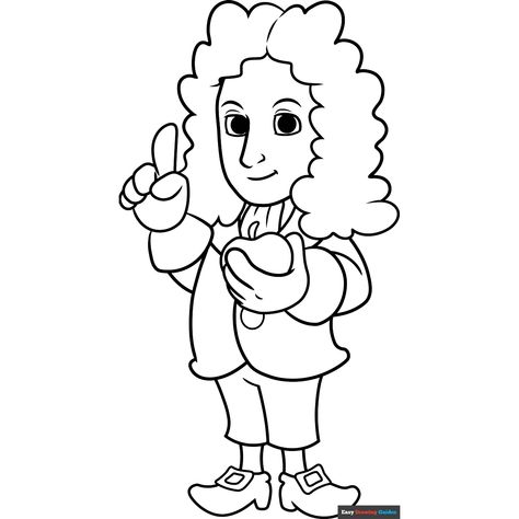 Free Isaac Newton Coloring Page for Kids Isaac Newton Drawing, Newton Drawing, Science Pictures, Easy Drawing Guides, People Coloring Pages, Free Printable Coloring Sheets, Drawing Guides, Heart Coloring Pages, Kids Print