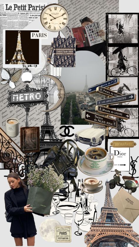 Parisian Lifestyle Aesthetic, French Mood Board, Chanel Mood Board, Parisian Chic Aesthetic, French Collage, Tiktok Aesthetics, French Girl Aesthetic, Parisian Aesthetic, Paris Dream