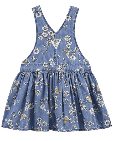 Toddler Multi Floral Jumper Dress | oshkosh.com Toddler Jumper Dress, Striped Linen Dress, Floral Jumper, Onesie Dress, Girls Overalls, Newborn Dresses, Baby Winter