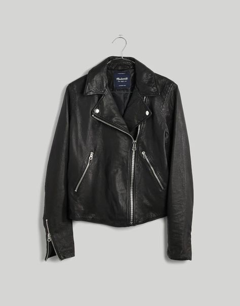 Women's Sale: Jeans, Clothing, Bags & More | Madewell Madewell Leather Jacket, Washed Leather Jacket, Madewell Jacket, Black Leather Biker Jacket, Classic Jacket, Motorcycle Leather, Leather Motorcycle Jacket, Fit Body, Leather Moto Jacket