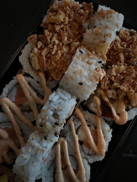 Sushi Takeout, Chilli Mayo, Chicken Sushi, Birthday Sleepover Ideas, Birthday Sleepover, Spicy Mayo, Sleepover Ideas, Good Eats, Chili