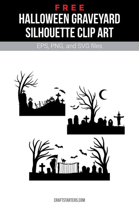 Grave Yard Silhouette, Halloween Sillouette Art Free, Halloween Svgs Free, Graveyard Silhouette, Grim Reaper Images, Halloween Window Silhouettes, Halloween Canvas Paintings, Hat Painting, Halloween Stencils