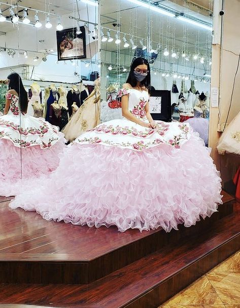 Charo Quinceanera Dresses Pink, Pink Charro Dress, Pink Charro Quince, Pink Charro Quinceanera Theme, Charro Dresses Quinceanera, Pink Charro Quinceanera Dresses, Charo Quinceanera Dresses, Quince Charro, Rose Gold Quinceanera Dresses