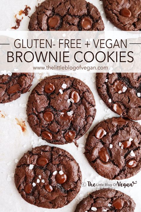 Gluten Free Vegan Cookies Easy, Gluten Free Vegan Chocolate Cookies, Gluten Free Egg Free Cookies, Gf Vegan Cookies, Vegan Gluten Free Cookies Recipes, Wfpb Cookies, Gluten Free Brownie Cookies, Vegan Brownie Cookies, Gluten Free Vegan Cookies