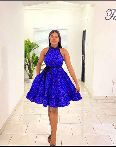 Simple Flare Dress Ankara, Short Flay Ankara Dresses, Flay Gown Styles Ankara, Flay Gown Styles Short, Flared Chitenge Dresses Classy, Flear Dresses Short Ankara, Short Flay Gown English, Ankara Evening Dresses, Flare Ankara Dress Styles