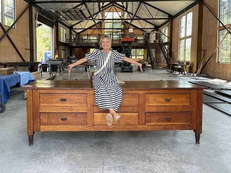 Kitchen Island Looks Like Furniture, Emily Henderson Kitchen, Kitchen Island Vintage, European Farmhouse Kitchen, Antique Kitchen Island, Kitchen Island Furniture, Kitchen With Big Island, Country Kitchen Island, Kitchen Prep Table