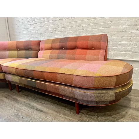 CUSTOM Mid-century 1950's Rainbow Pink Wool Plaid - Etsy Plaid Couch, Custom Sofa, Vintage Sofa, Living Room Inspo, Dream House Decor, May 13, Wool Plaid, Dream Home Design, House Inspiration