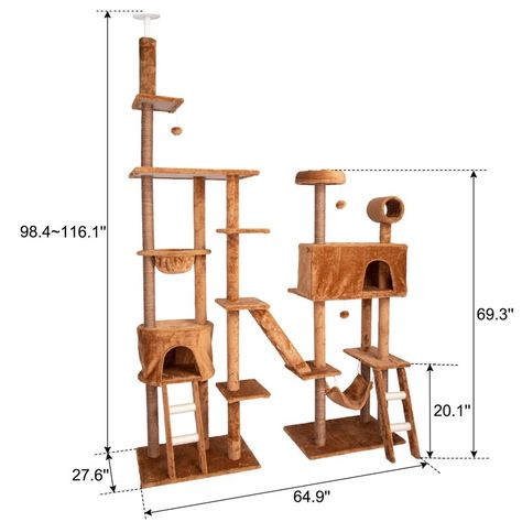 Tucker Murphy Pet™ 98" Silliman Tower Cat Tree & Reviews | Wayfair Kitten Furniture, Cat Climbing Tower, Large Cat Tree, Climbing Tower, Pet Play, Cat Tree Condo, Single Tree, Sisal Rope, Cat Condo