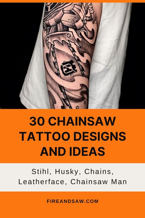 Chainsaw Tattoo Ideas, Chainsaw Tattoo Design, Chainsaw Tattoo, Stay True Tattoo, Mcculloch Chainsaw, Husky Tattoo, Best Chainsaw, Chain Tattoo, Mini Chainsaw