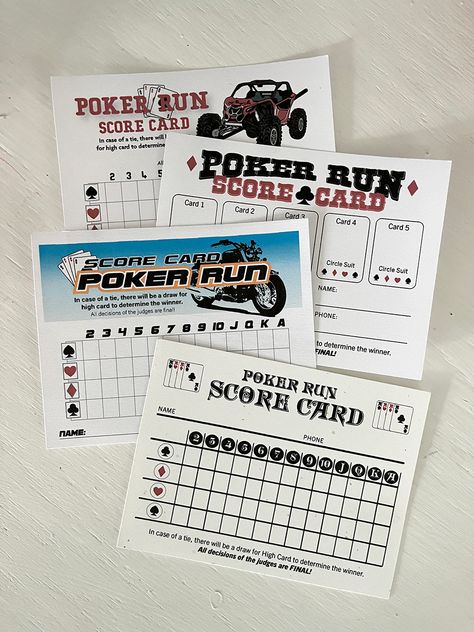 Poker Run Score Cards Poker Run Score Sheet, Poker Run Ideas, Shop Graphic Design, Poker Run, Family Fun Day, Raffle Tickets, Camping Games, Lake Life, Game Item