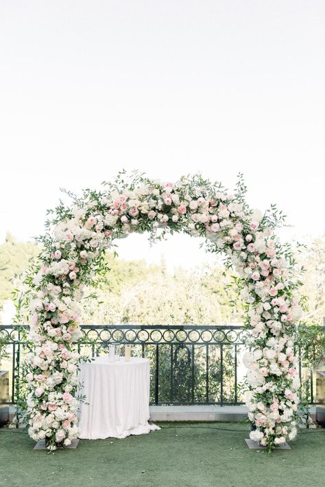 Arches Wedding, Bougainvillea Wedding, Blush Pink Wedding Flowers, White Wedding Arch, Wedding Arches Outdoors, Wedding Arbors, Floral Arch Wedding, Pink And White Weddings, Blush Wedding Flowers