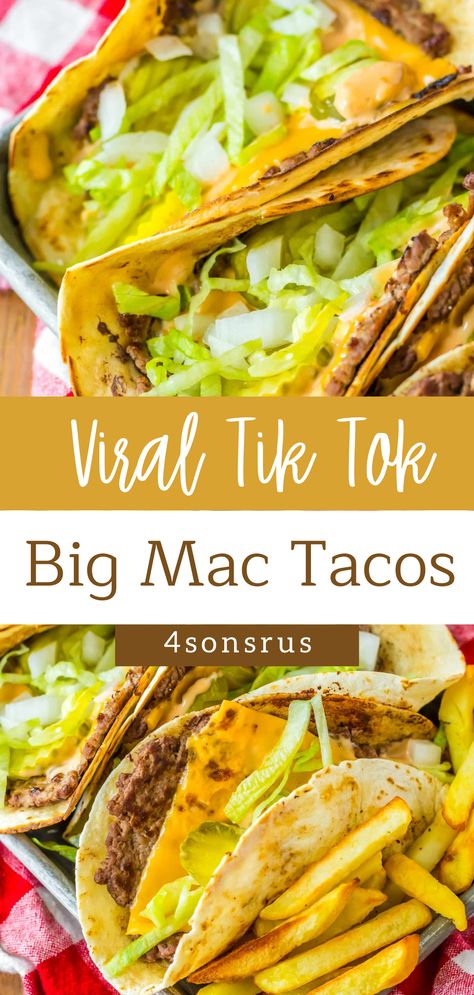 Nacho Burger Recipes, Big Mac Smash Burger Taco, Big Mac Smash Tacos, Family Dinner Recipes Kids, Quesadilla Burgers, Nacho Burger, Smash Tacos, Smash Burger Tacos, Big Mac Tacos