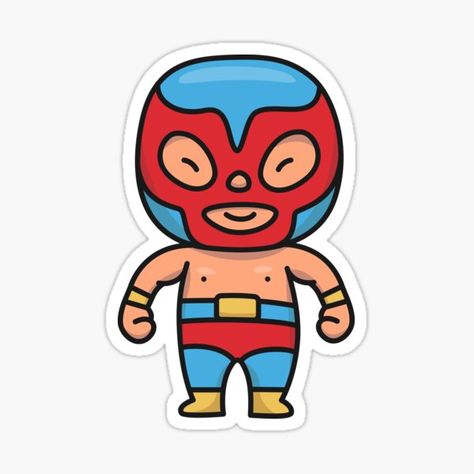 This adorable luchador character is available on stickers, t-shirts and much more in our store. Mexican Cartoon Characters, Mexican Wrestler, Kawaii Cartoon, Cartoon Stickers, Kawaii Drawings, Fun Stickers, Art Toy, Hard Hats, Funny Stickers