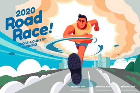 Download the Road race event illustration with a man running forward in the city 24551214 royalty-free Vector from Vecteezy for your project and explore over a million other vectors, icons and clipart graphics! Marathon Posters, Running Illustration, Running Vector, Running Posters, Illustration Man, Event Illustration, Sport Illustration, Road Race, Sports Day