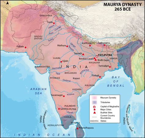 Mauryan Empire Map Maurya Empire, Mauryan Empire, Chandragupta Maurya, Ancient India Map, India World Map, Map Of India, Ancient Indian History, Bodh Gaya, Indian History Facts