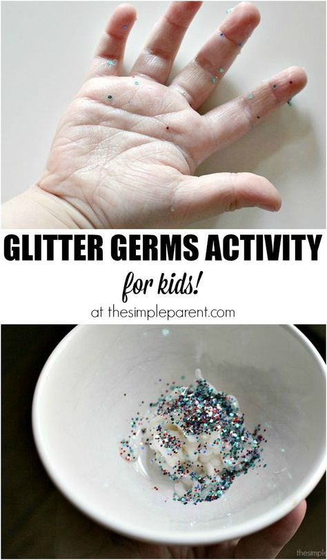 Teach your kids about the importance of handwashing and good hand hygiene with this fun glitter germs activity! From preschoolers to elementary students, this is a fun learning activity! Battle cold and flu season in a fun way! #healthyliving #kidsactivity #preschoolactivity #funlearning Germs Activities, Hygiene Lessons, Hygiene Activities, Health Fair, Health Activities, Hand Hygiene, Health Lessons, Childrens Health, Activity For Kids