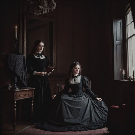 Vintage photography from the Victorian era showcases a spooky and gothic aesthetic that continues to captivate audiences today. The hauntingly beautif... -  #Eerie #Gothic #Oldtime #photos #Victorian Victorian Era Photos, Victorian Photoshoot Ideas, Victorian England Fashion, Victorian Brothel, Goth Victorian Aesthetic, Victorian Photoshoot, Gothic Photoshoot, Victorian Vibes, Victorian Portrait