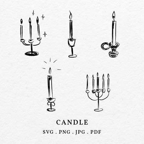 Whimsical Illustration Art, Birthday Candle Tattoo, Candle Illustration Drawing, Candle Light Drawing, Hand Drawn Invitations, Candle Clip Art, Drawing Candles, Candles Illustration, Candle Doodle