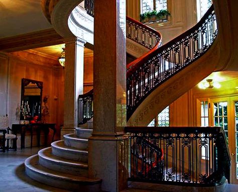 The main stair hall of the Pittock Mansion, outside Portland, Oregon. Pittock Mansion, Stairway To Heaven, Entry Hall, House Museum, Grand Staircase, City House, Historic Home, Historic Homes, My Dream Home