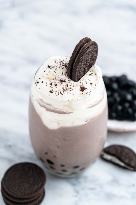 Milk Tea Boba, Oreo Milk, Oreo Filling, Milk Tea Recipes, Make Simple Syrup, Tapioca Pearls, Tea Cookies, Delicious Cookies, Ice Cream Cookies