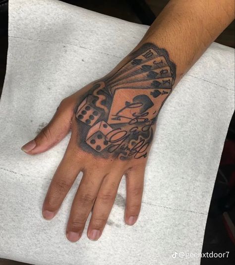 Hand Tattoos Men Black, Hand Tattoos For Guys Simple, Simple Hand Tattoos Men, Hand Tats Men Black, Hood Hand Tattoos For Men, Lucky Leaf Tattoo, Hand Tattoos For Black Guys, Hood Hand Tattoos, Money Hand Tattoo