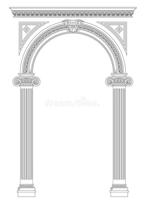 Illustration about Contouring coloring of classical arch. Classic antique portal with columns in vector graphics. Illustration of white, vector, pillar - 278944426 Ionic Column, Vector Graphics, Arch, Stock Vector, Vector Illustration, Drawings, Color