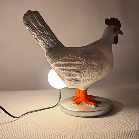 Chicken Egg Lamp Lifelike Resin Chicken Egg Lamp Light, Light-up Easter Eggs Lamp 3D LED Night Lights, The Chicken Lays A Glowing Egg with USB Light (White, One Size) Egg Lamp, Egg Laying Chickens, Chicken Humor, Unique Display, Chicken Eggs, The Chicken, Led Night Light, Taxidermy, Light Table