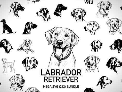 🐕💼 Step into the diverse world of the beloved Labrador Retriever with our extensive SVG collection. With 212 monochrome vectors, you'll find Labradors of various ages, poses, emotions, appearances, and coat colors, depicted in styles ranging from simple silhouettes to highly detailed renderings, all with transparent backgrounds for versatile use. What's Included: 📁 One ZIP file containing: - 212 Monochrome SVG Labrador Retriever files with transparent backgrounds, ready to suit any creative n Labrador Drawing Simple, Golden Retriever Svg, Tatoo Dog, Air Bud, Felted Projects, Marley And Me, Pet Services, Labrador Funny, Yellow Labrador