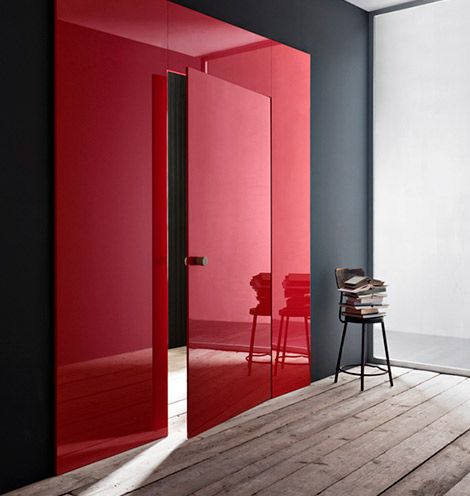 Minimalist Dekor, Architecture Renovation, Design Del Prodotto, Red Door, Closet Ideas, Interior Door, Minimalist Decor, Minimalist Home, 인테리어 디자인