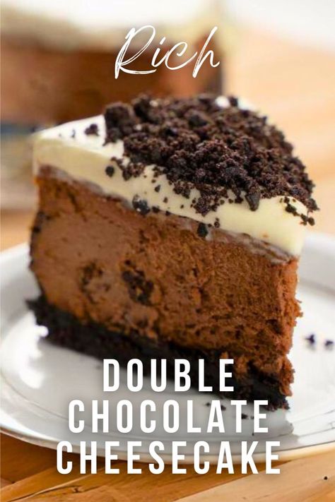 🍫🍰 Double the chocolate, double the fun. Our Double Chocolate Cheesecake is a must-try. 👀 Interested? Click for the full recipe and indulge 🍫. #DoubleChocolateCheesecake #IndulgentDesserts #CheesecakeRecipes #WhippedRecipes #ChocolateLover Cheesecake With Oreo Crust, Double Chocolate Cheesecake, Oreo Crust Cheesecake, Triple Chocolate Cheesecake, Making Whipped Cream, Oreo Crust, Chocolate Cheese, Chocolate Oreos, Triple Chocolate