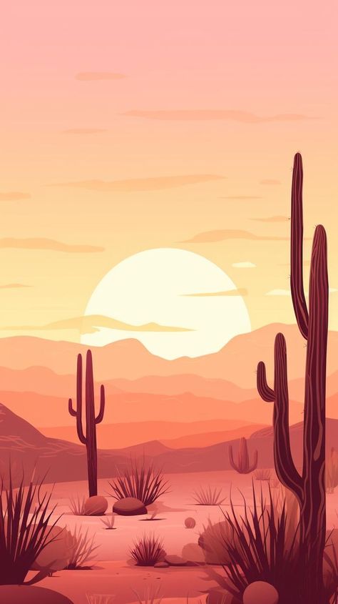 Experience the serene beauty of a Desert Dawn with striking Cacti silhouettes against a pastel morning sky. Discover the tranquility of the desert landscape in this picturesque scene. #Desert #Dawn #Cacti #Silhouettes #Pastel #Morning #NaturePhotography #ScenicViews #TravelInspiration Desert Landscape Illustration, Desert Silhouette, Villa Patio, Macbook Aesthetic, Cactus Silhouette, Desert Background, Sunset Color Palette, Sunset Gradient, Digital Ideas