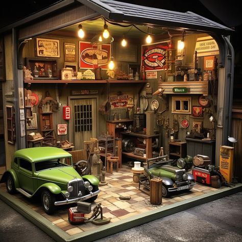 My Images Blender Diorama, Building Diorama, Miniature Garage, Garage Diorama, Diecast Cars Display, Diorama 1:64, Art Journal Challenge, Router Cnc, Hot Wheels Cars Toys