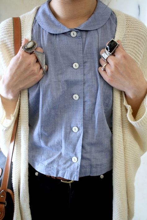 Bay Area Fashion, Cropped Denim, Mode Inspiration, Mode Style, Blue Shirt, Look Chic, Sewing Inspiration, Bay Area, Look Fashion