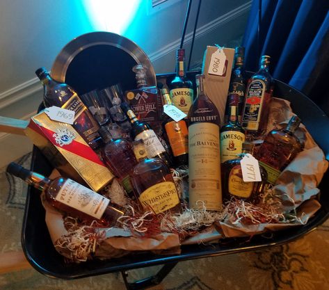 Whiskey Wagon - RTR Gala Raffle Whiskey Raffle Basket Ideas, Booze Wagon Fundraiser, Booze Raffle Basket Ideas, Bourbon Gifts Basket, Raffle Basket Ideas, Silent Auction Basket, Auction Gift Basket Ideas, Wagon Ideas, Raffle Ideas