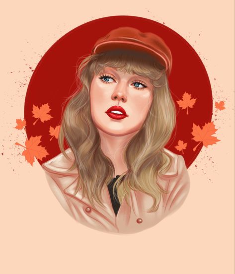 Taylor swift drawing RED Taylor’s version Red Cartoon, Taylor Swift Drawing, About Taylor Swift, Swift Aesthetic, Fall Drawings, Snowflake Template, Taylor Swift New, Paper Snowflake, All About Taylor Swift