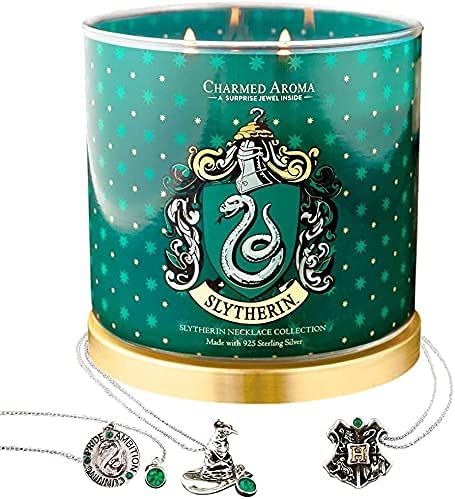 Amazon.com: Charmed Aroma Harry Potter Scented Candle, Slytherin Hogwarts House, Jar Candle with Surprise Necklace Inside, Jewelry Candle for Women, Home Décor Accessories Gift : Home & Kitchen Harry Potter Scented Candles, Hogwarts Candles, Harry Potter Candles, Charmed Aroma, Jewel Candles, Harry Potter Accessories, Harry Potter Charms, Harry Potter Items, Harry Potter Shop