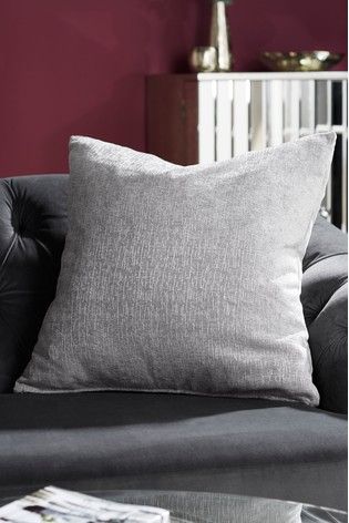 Silver Heavyweight Chenille Cushion Plain Cushions, Grey Cushions, Chair Cushions, Sofa Chair, Cushions On Sofa, Next Uk, Favorite Things List, Bed Pillows, Pillow Cases