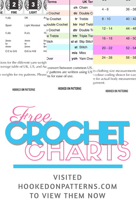 FREE crochet conversion chart -  3 crochet conversion charts for your use: Yarn weight, crochet terms and ladies sizing. You will find that our crochet patterns have a US to UK crochet conversion chart. #CROCHET #CRAFTS #CHARTS #FASHION Crochet Conversion Chart, Chart Crochet, Crafty Hobbies, Crochet Terms, Crochet Tools, Crochet Tutorials, Crochet Lovers, Crochet Stuff, Conversion Chart