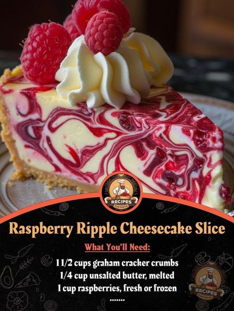 Grandma's Old Recipes | Here's how to whip up a delightful Raspberry Ripple Cheesecake Slice that'll charm your taste buds with its beautiful swirls and zesty lemon goodness: | Facebook Raspberry Ripple Cheesecake, Lemon Raspberry Swirl Cheesecake, Cheesecake Slice, Cake Receipe, Raspberry Swirl Cheesecake, Swirl Cheesecake, Raspberry Ripple, Its Beautiful, Lemon Raspberry