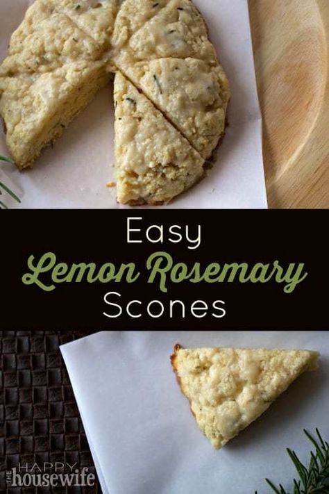 Easy Lemon Rosemary Scones Lemon Rosemary Scones, Rosemary Scones, Best Scone Recipe, Homemade Scones, Savory Scones, Happy Housewife, Lemon Rosemary, Scone Recipe, Breakfast Breads