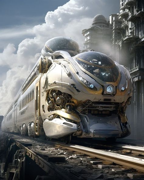 Sci Fi Train, Cyberpunk Mecha, Train Sketch, Steampunk Character, Steampunk City, Steampunk Artwork, Scifi Fantasy Art, Bullet Train, Train Art