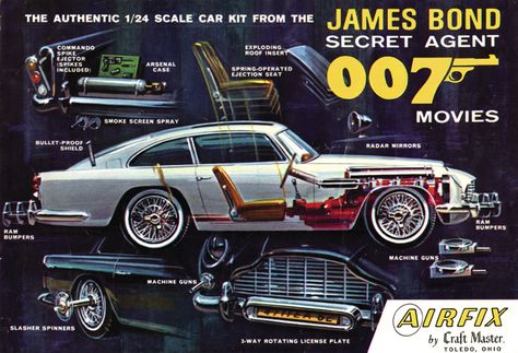 Classic Model Car Kits: James Bond 007’s Aston Martin DB-5 by Airfix | The Daily Drive | Consumer Guide® James Bond Gadgets, 007 Aston Martin, James Bond Cars, Bond Cars, Car Kits, Movie Cars, Aston Martin Db5, 007 James Bond, The Lone Ranger