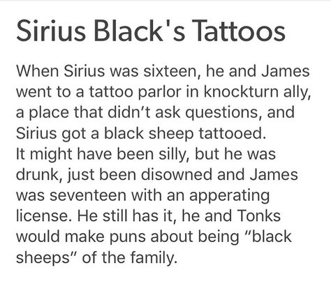 Black Sheep Tattoo, Sheep Tattoo, Phrase Tattoos, Sirius Black, Black Sheep, Tattoos With Meaning, Black Tattoos, Hogwarts, Harry Potter