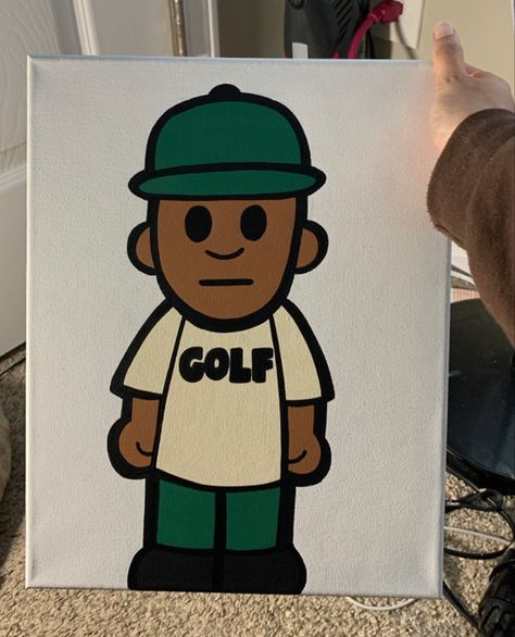 Aesthetic Painting Ideas Vintage, Cartoon Rapper Paintings, Painting Ideas Tyler The Creator, Painting Ideas On Canvas Tyler The Creator, Simple Paintings Cartoon, Amazing World Of Gumball Painting Canvas, Kanye West Painting Easy, Painting Ideas Hypebeast, Sketchesbook Ideas