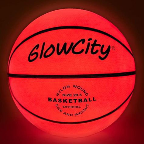 Amazon.com : GlowCity Glow in The Dark Size 7 Basketball for Teen Boy - Glowing Red Basket Ball, Light Up LED Toy for Night Ball Games - Sports Stuff & Gadgets for Kids Age 8 Years Old and Up : Sports & Outdoors Boys Basketball Gifts, Glow In The Dark Basketball, Football Lights, Hoop Light, Red Basket, Unique Gifts For Kids, Gifts For Teen Boys, Basketball Gifts, Pump It Up