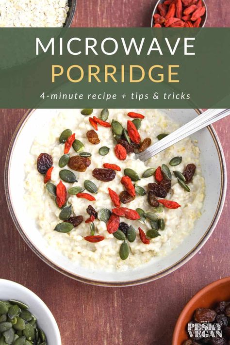 Microwave Porridge, Porridge Toppings, Instant Porridge, How To Make Porridge, Oatmeal Porridge, Porridge Recipes, Porridge Oats, Vegan Kitchen, Microwave Recipes