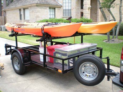 Kayak Diy, Kayak Trailer, Adventure Trailers, Trailer Diy, Kayak Storage, Kayak Rack, Kayaking Gear, Kayak Camping, Trailer Build