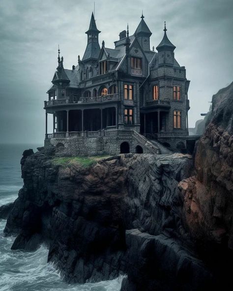 Victorian Gothic Mansion Exterior, Old Victorian Mansions Gothic, Japanese Victorian House, Fantasy House Aesthetic, Gothic Manor Exterior, Haunted Mansion Exterior, Parsons Manor, Witchy Homes, Elven House